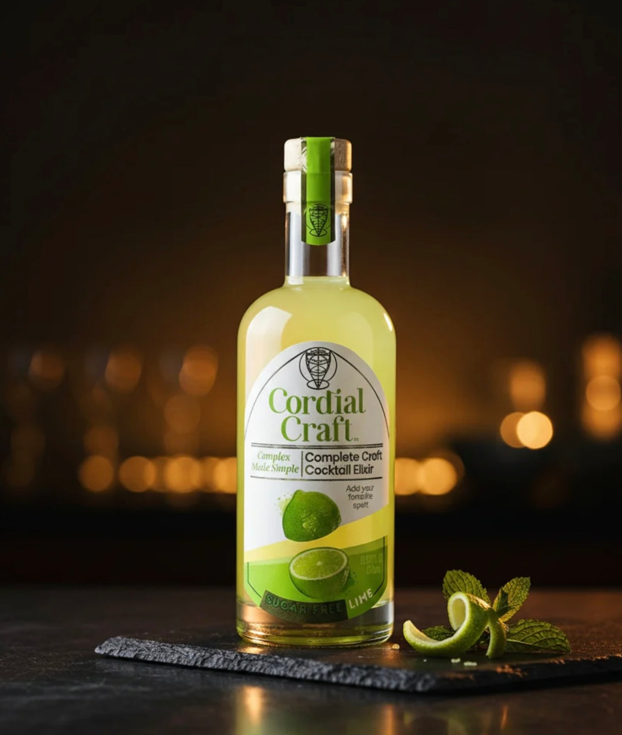 Zero-Sugar Lime Cocktail Mixer: Sugar-Free Lime Cordial for Cocktails & Mocktails.